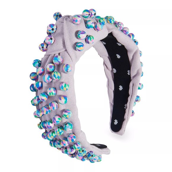 Lele Sadoughi Beaded Cotton Knotted Candy Carnival Liliac Multicolor Headband